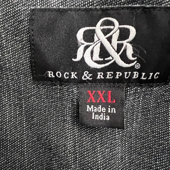 Rock & Republic XXL Gray Long Sleeve Button Up Shirt Men's Casual - Picture 4 of 9